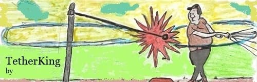 Michael Pfeiffer's original hand-drawn TetherKing concept: a batter hitting a tethered ball around a pole